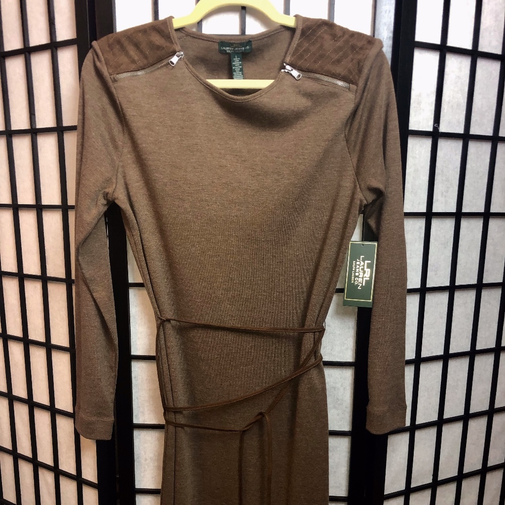 Ralph Lauren  sable brown l/s knit jersey dress